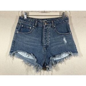 Signature 8 Denim Shorts Womens Medium Blue High Rise Frayed Distressed